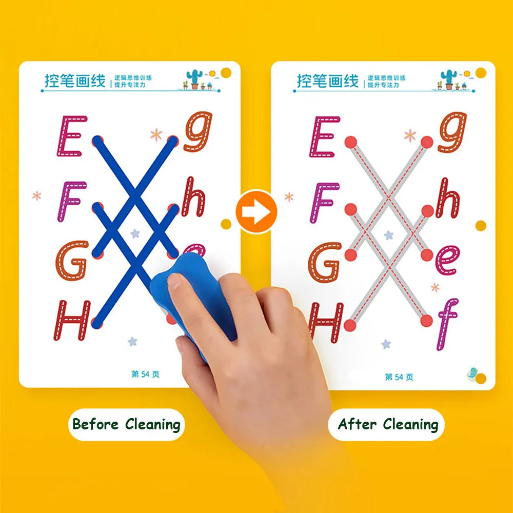 Children Montessori Drawing Pen Control Training Math Color Shape Tracing Match Game Set Toddler Activities Educational Toy Book