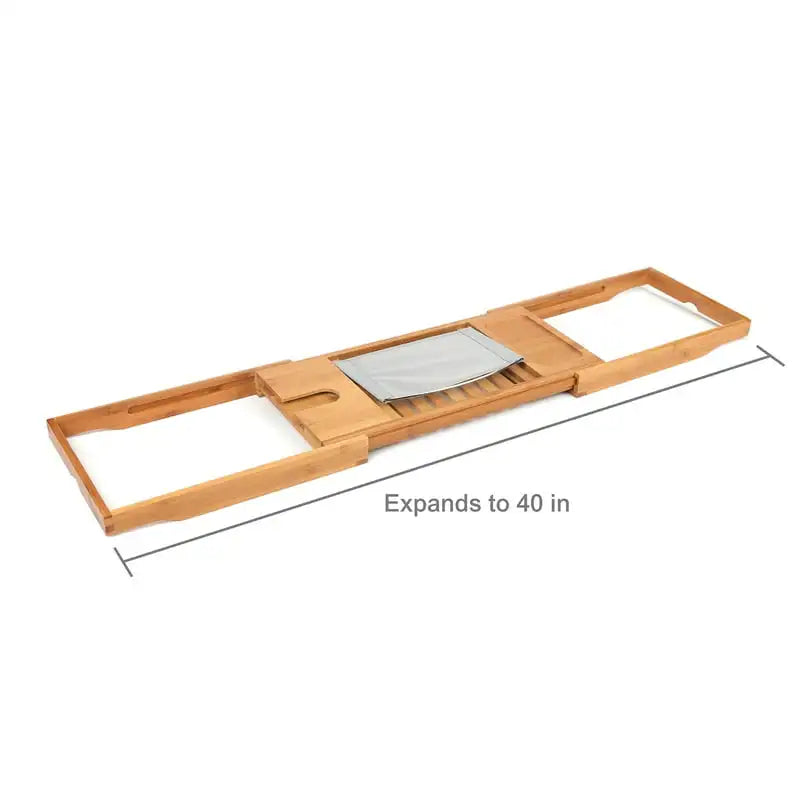 Bamboo Bathtub Tray with Flip-up Reading Shelf, One Bath Shelf