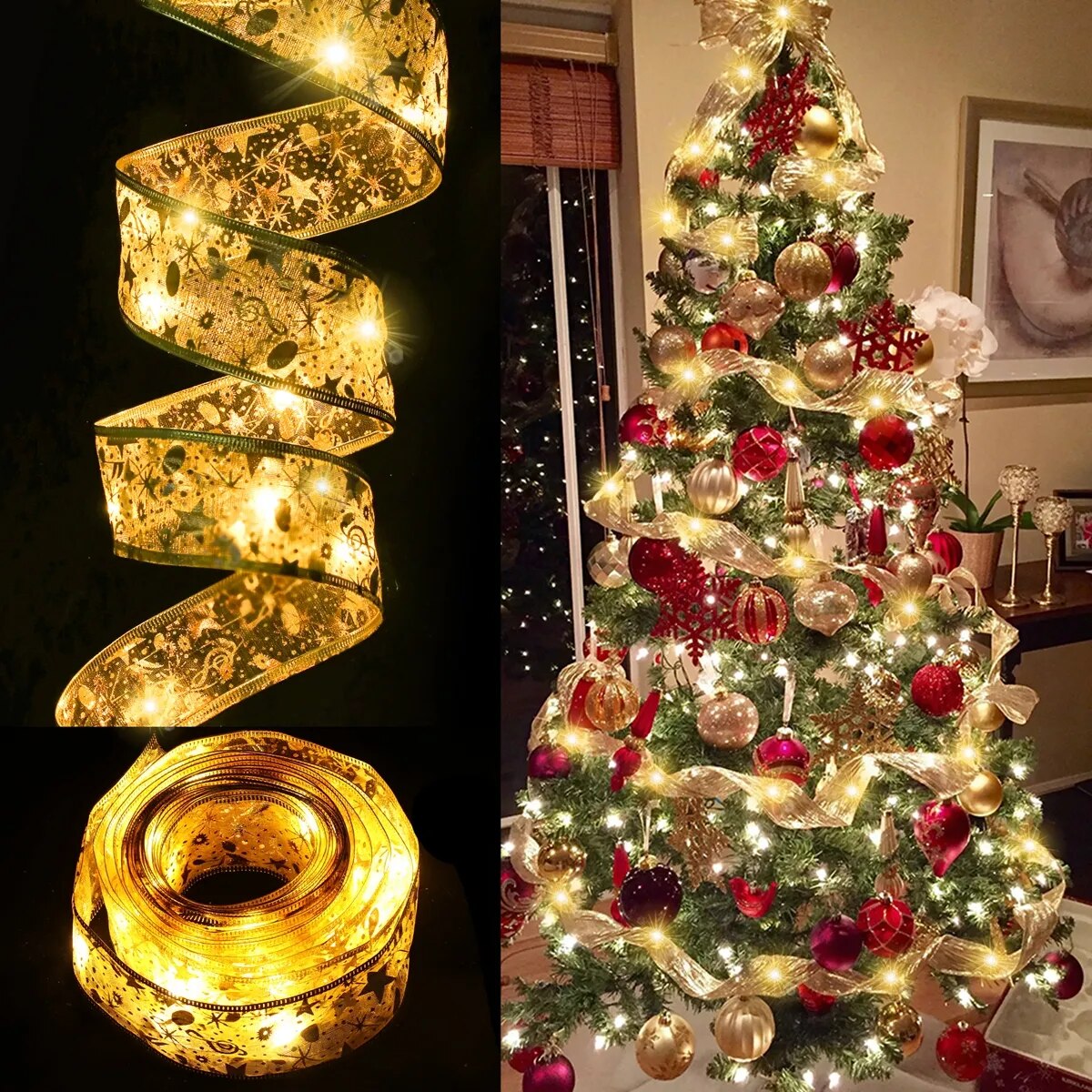 Christmas Ribbon Decorations For Home 2023 Christmas Ornament Xmas Navidad Gifts New Year 2024