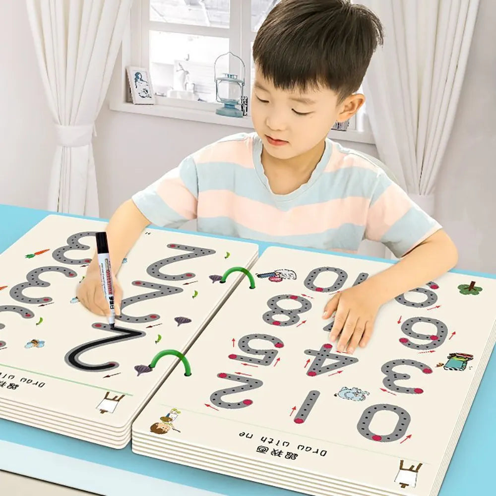 Children Montessori Drawing Pen Control Training Math Color Shape Tracing Match Game Set Toddler Activities Educational Toy Book