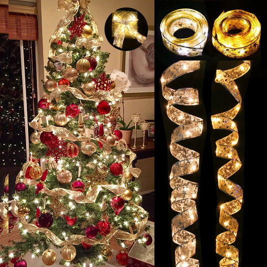 Christmas Ribbon Decorations For Home 2023 Christmas Ornament Xmas Navidad Gifts New Year 2024