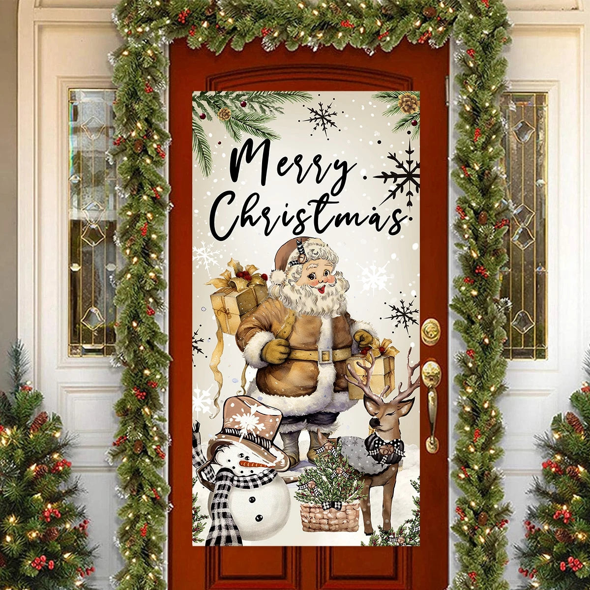 Christmas Hanging Flag Porch Door Banner Christmas Decorations For Home 2023 Ornaments Xmas Gifts Navidad New Year Decor 2024