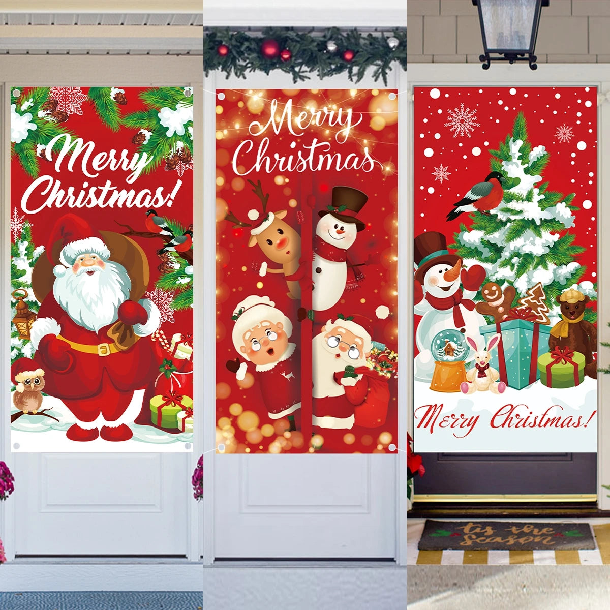 Christmas Hanging Flag Porch Door Banner Christmas Decorations For Home 2023 Ornaments Xmas Gifts Navidad New Year Decor 2024