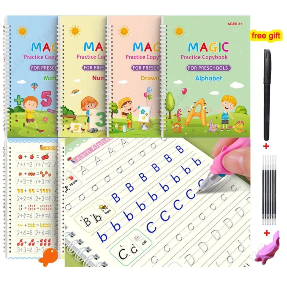Writing Exercise Books English Groove Magic Practice Copybook Children's Book Learning Numbers Letters Alphabet Calligraphy Gift