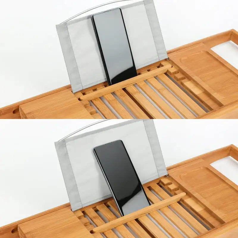 Bamboo Bathtub Tray with Flip-up Reading Shelf, One Bath Shelf