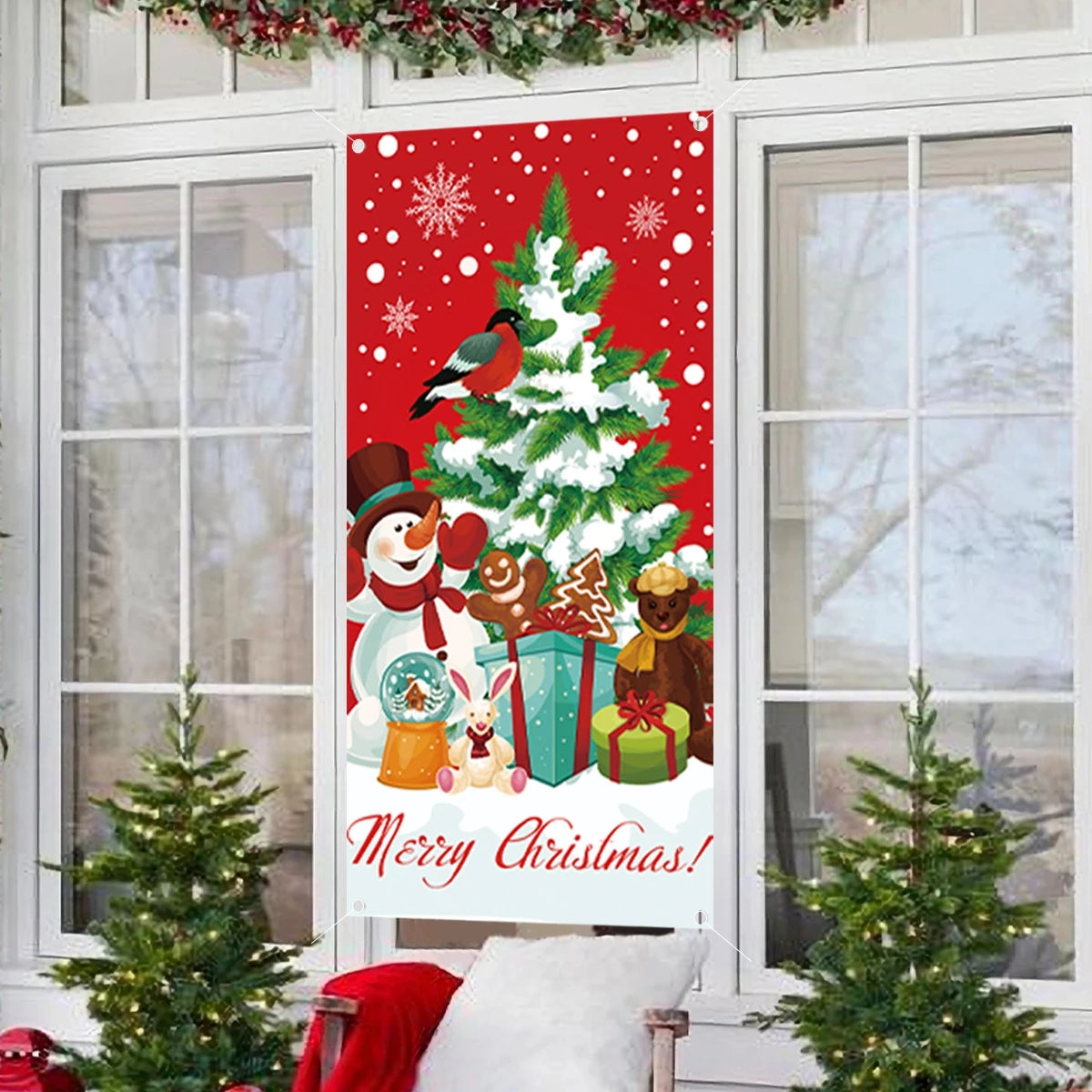 Christmas Hanging Flag Porch Door Banner Christmas Decorations For Home 2023 Ornaments Xmas Gifts Navidad New Year Decor 2024