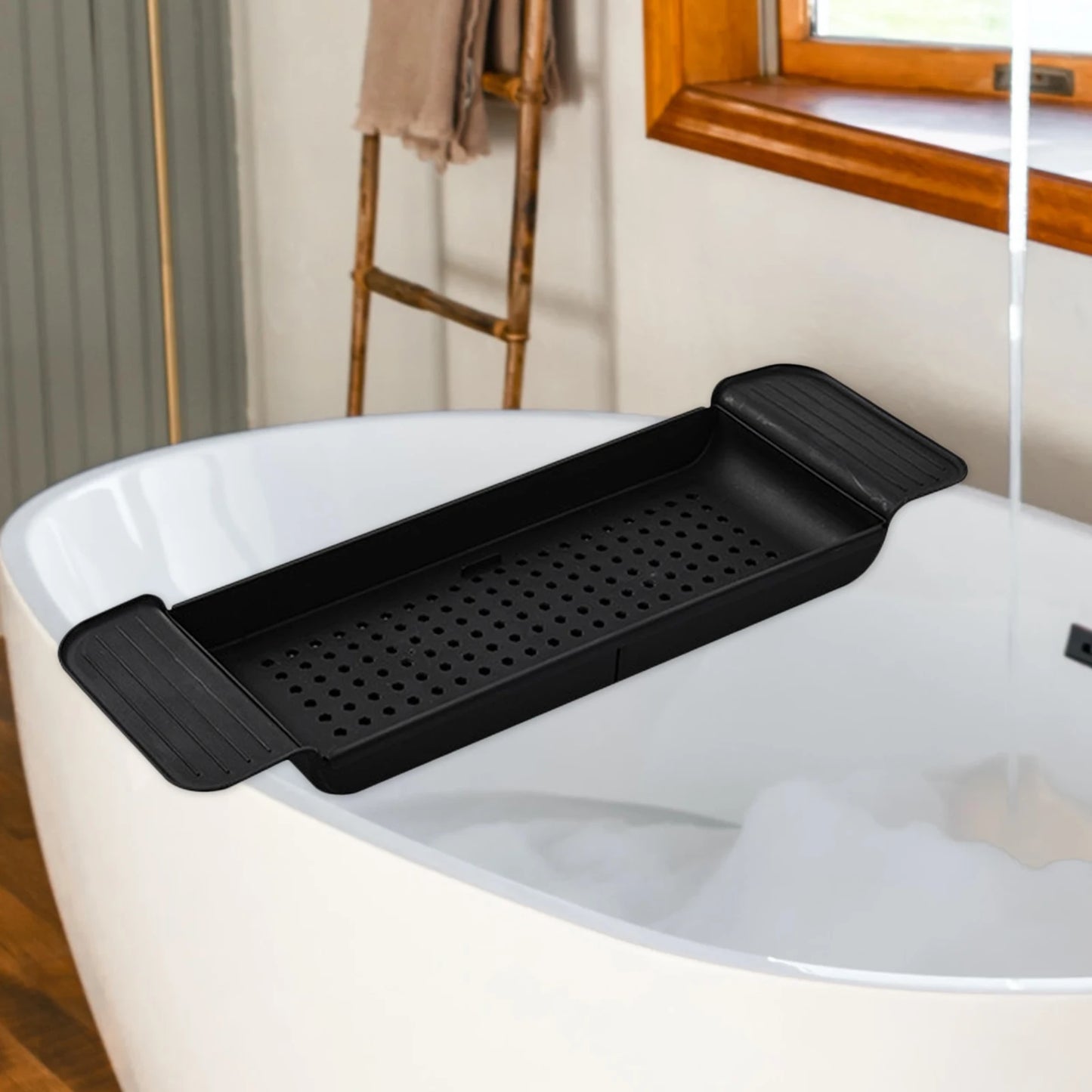 Bathtub Shelf Extendable Bathroom Bathtub Tray Storage Rack Shower Caddy Bamboo Bath Tub Rack Towel Book Holder  For Bathroom