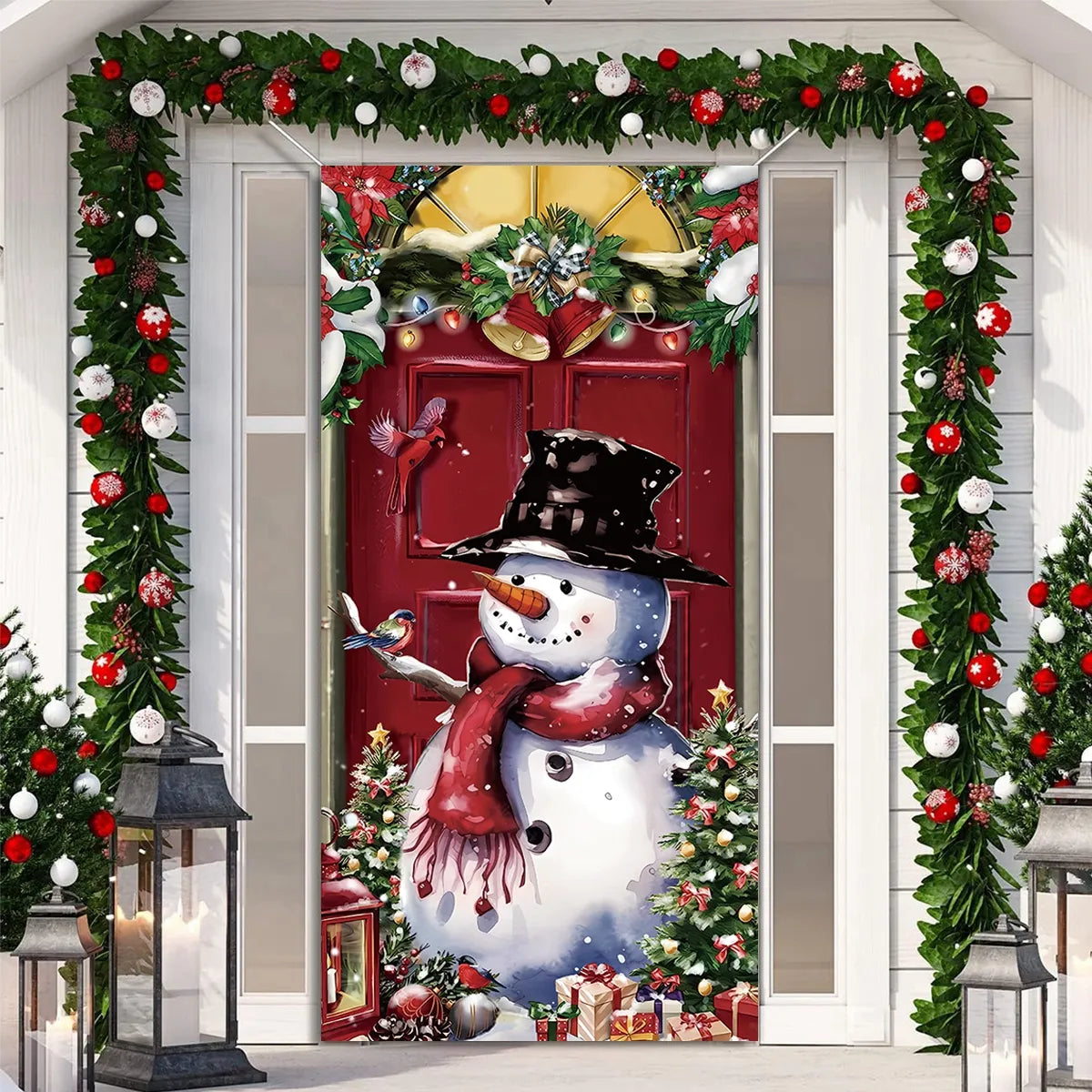 Christmas Hanging Flag Porch Door Banner Christmas Decorations For Home 2023 Ornaments Xmas Gifts Navidad New Year Decor 2024