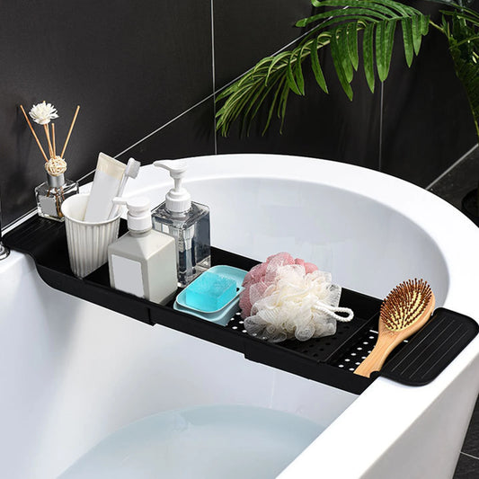 Bathtub Shelf Extendable Bathroom Bathtub Tray Storage Rack Shower Caddy Bamboo Bath Tub Rack Towel Book Holder  For Bathroom