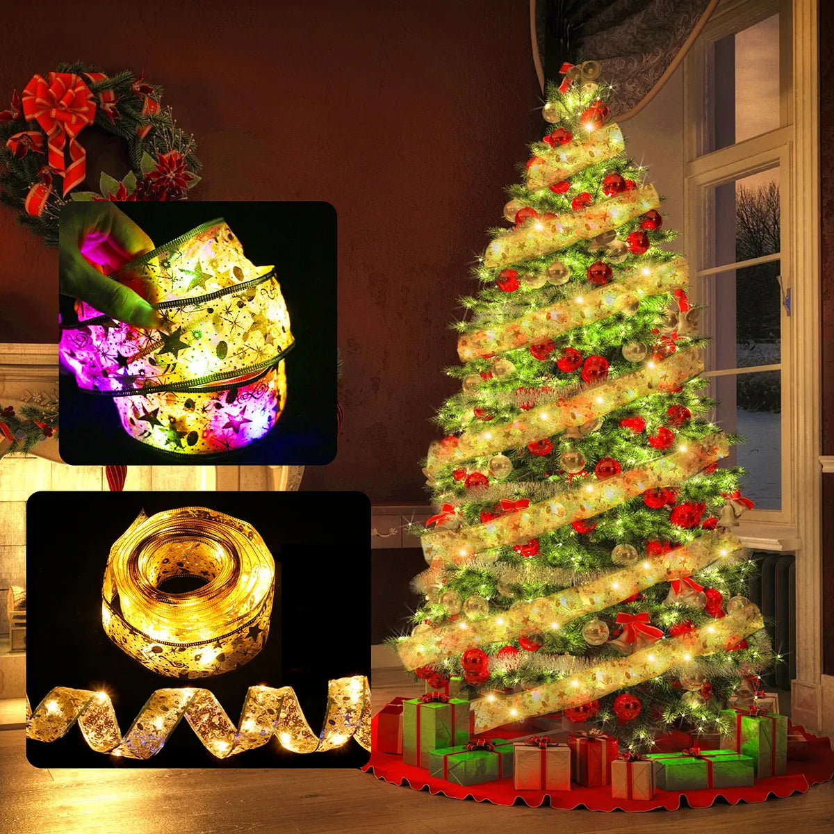 Christmas Ribbon Decorations For Home 2023 Christmas Ornament Xmas Navidad Gifts New Year 2024
